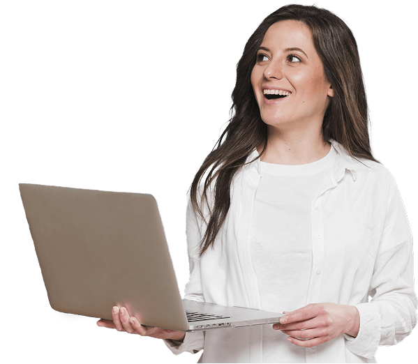 this is girl holding laptop