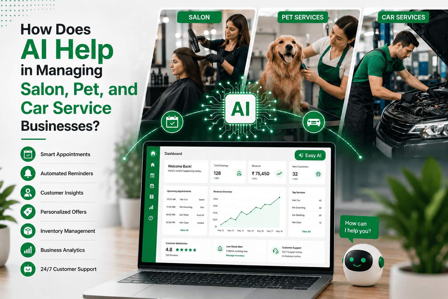 How Does AI Help in Managing Salon, Pet, and Car Service Businesses?
